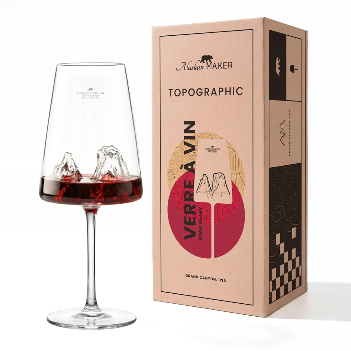 Coffret Verre à vin topographic Grand Canyon