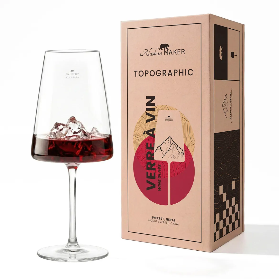 Coffret Verre à vin topographic Everest