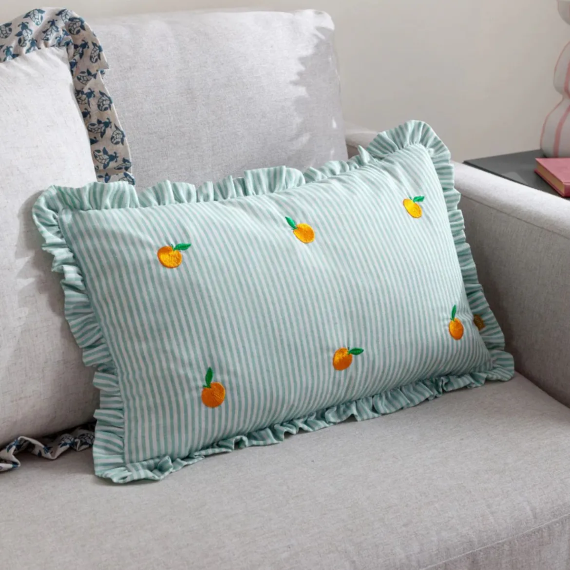 Coussin Les fruités brodé Oranges - 30 x 50 cm