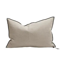 Coussin Vice Versa - Black Line Lin Stone Washed - Naturel