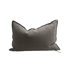 Coussin Vice Versa - Black Line Lin Stone Washed - Castor