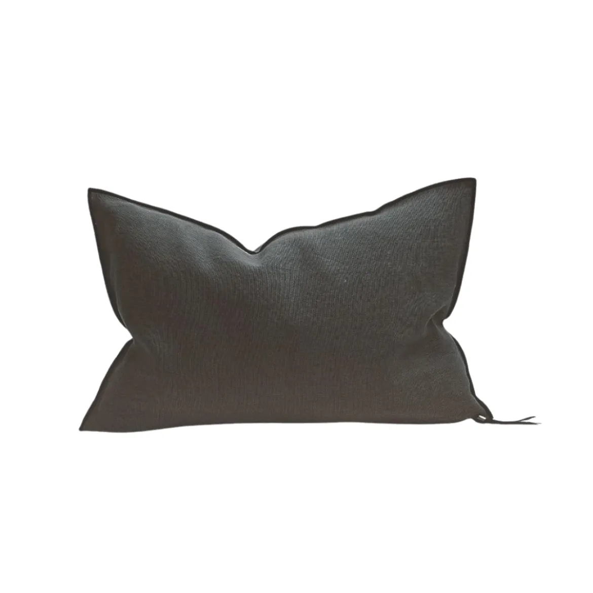Coussin Vice Versa - Black Line Lin Stone Washed - Asphalte