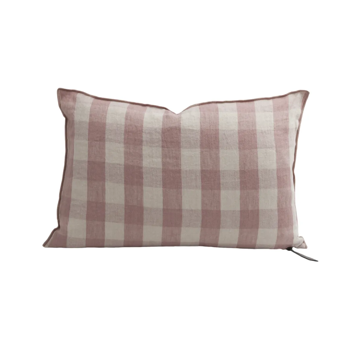 Coussin Vice Versa - Lin Lavé - Vichy Cottage Bois de Rose