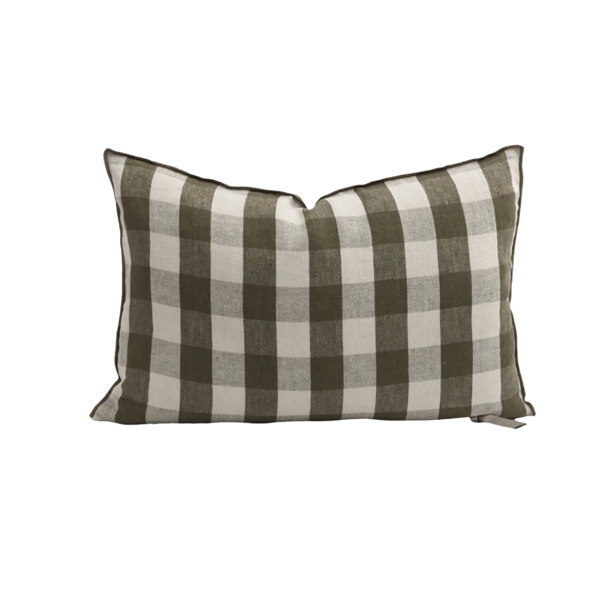 Coussin Vice Versa - Lin Lavé - Vichy Cottage Kaki