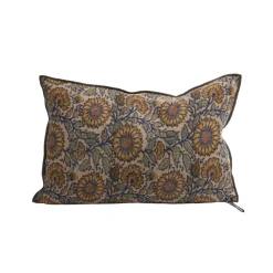 Coussin Vice Versa - Lin Wasabi - Les Tournesols Cobalt