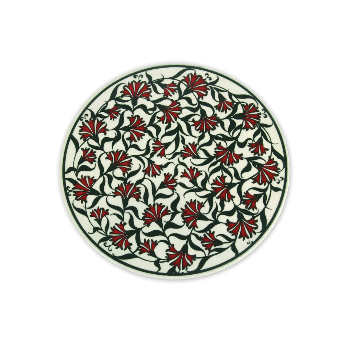 Dessous De Plat Rond Céramique - Vert et Rouge