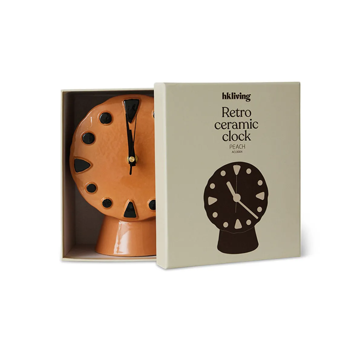 Horloge Rétro en céramique - h 20,8 cm - Pêche