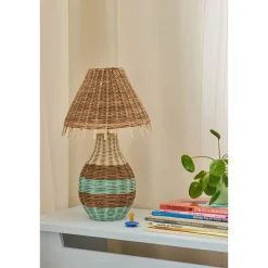 Lampe de Table - Rotin Rayures Brun Tall