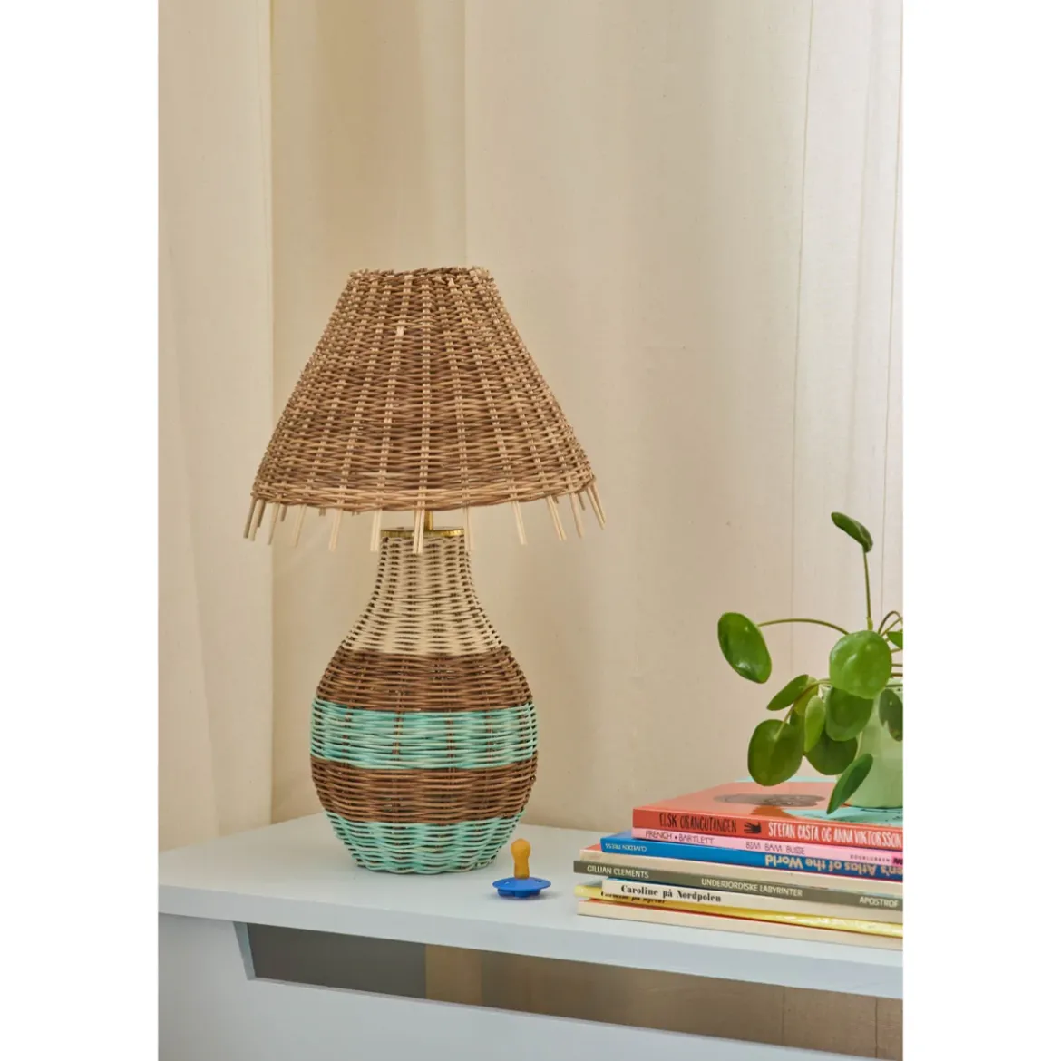 Lampe de Table - Rotin Rayures Brun Tall