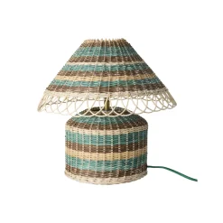 Lampe de Table - Rotin Rayures Brun Low