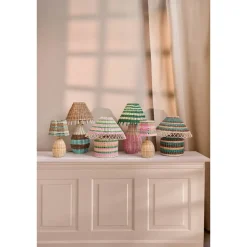 Lampe de Table - Rotin Rayures Brun Low