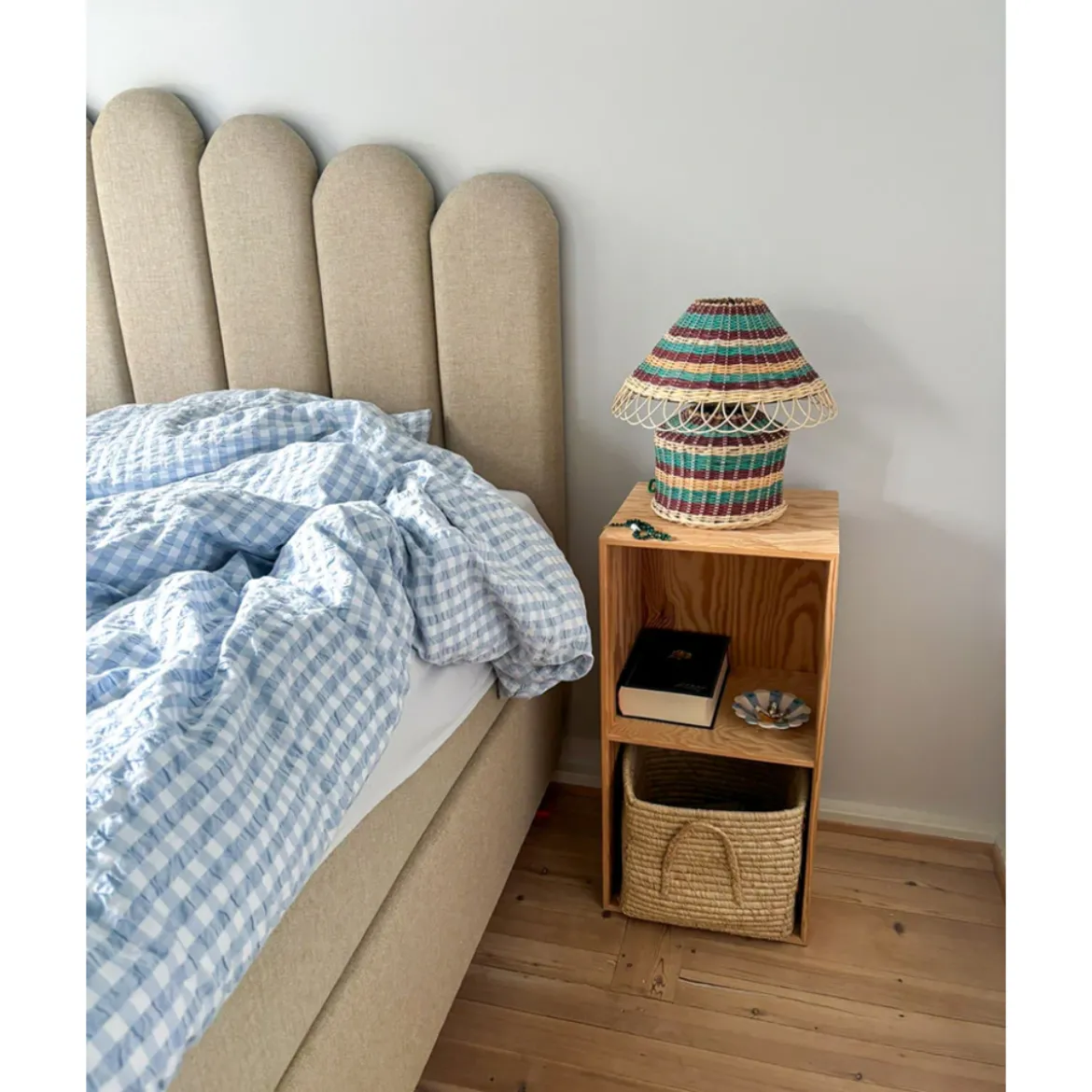 Lampe de Table - Rotin Rayures Brun Low