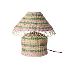 Lampe de Table - Rotin Rayures Pink Low