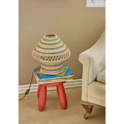 Lampe de Table - Rotin Rayures Pink Low