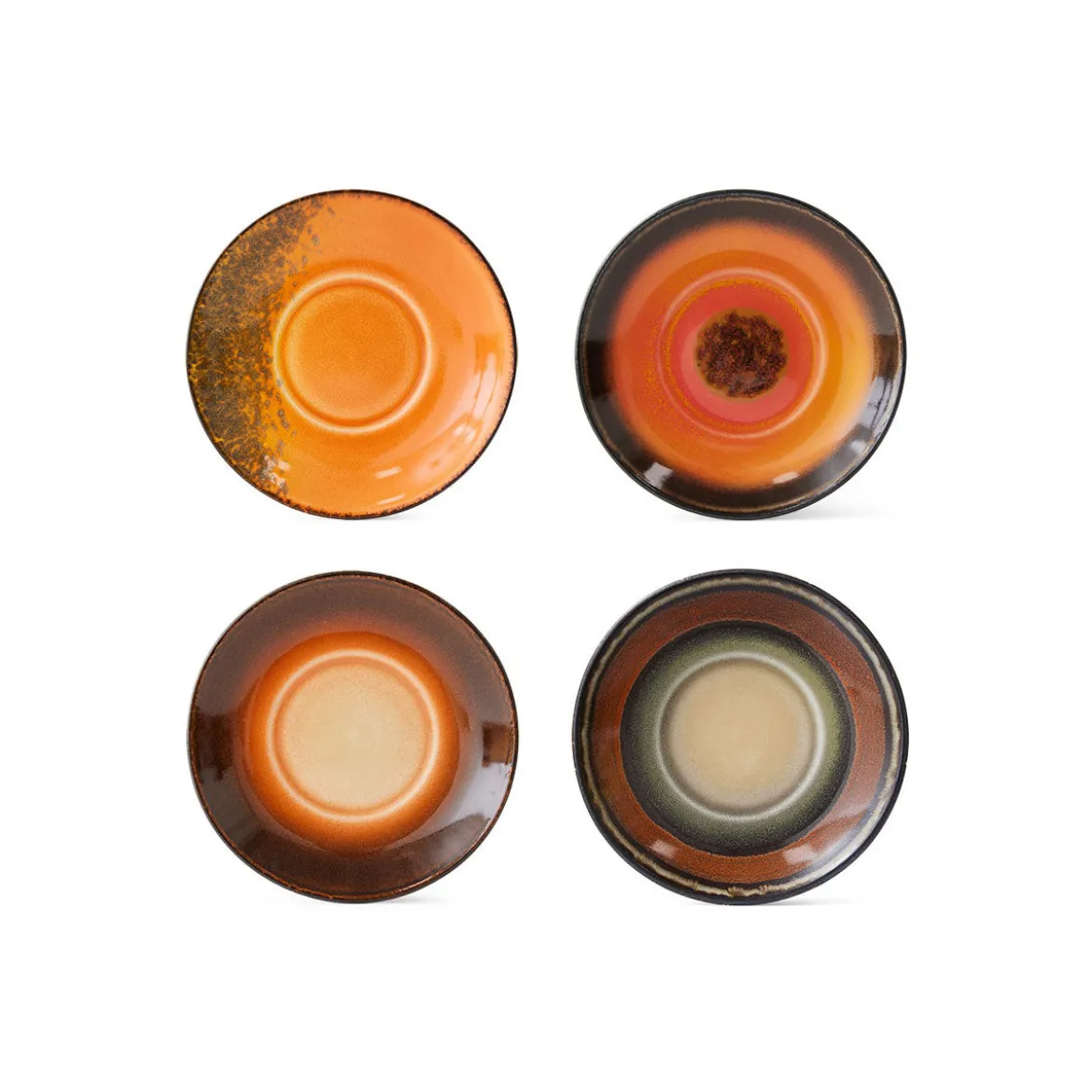 Lot de 4 Soucoupes Roasts en Céramique 70'S - 11.5 x 1.8 cm