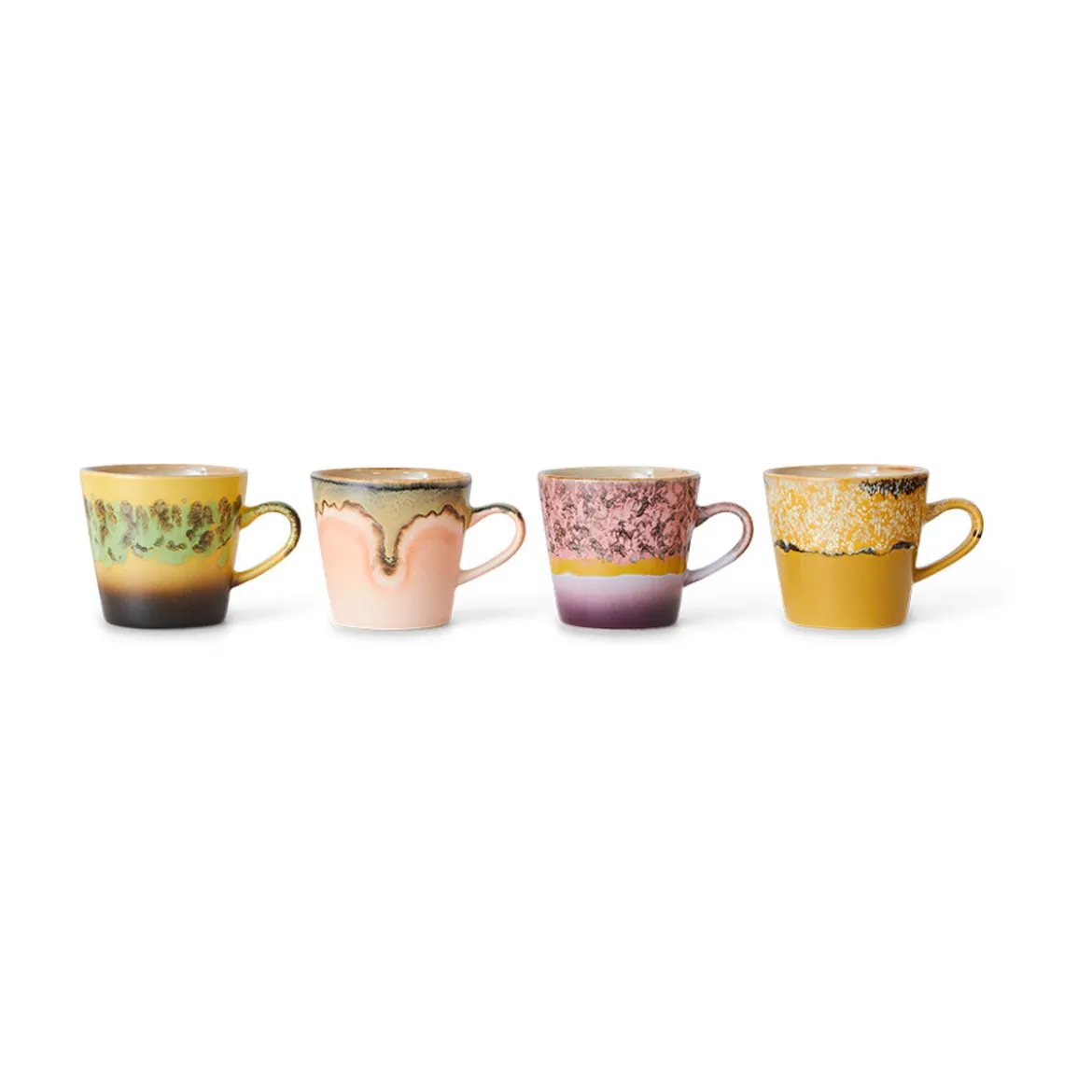 Lot de 4 Tasses à Café Americans Radiant 70's - 11,5 cm x 8,5 cm
