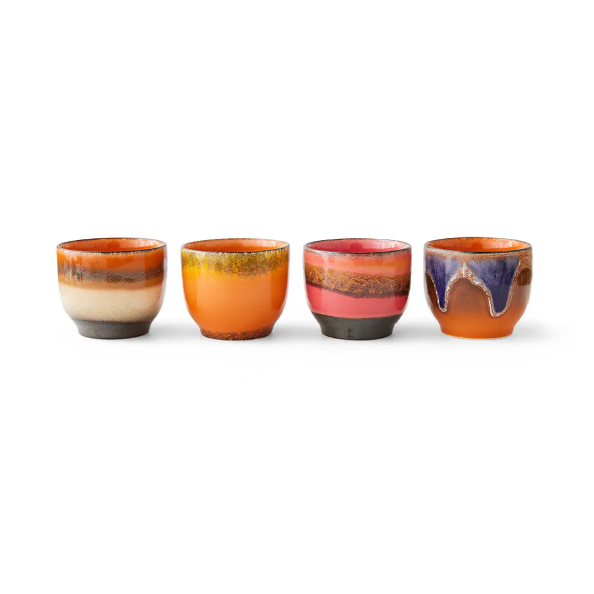 Lot de 4 Tasses à Café Java en Céramique 70'S - 8 x 7 cm