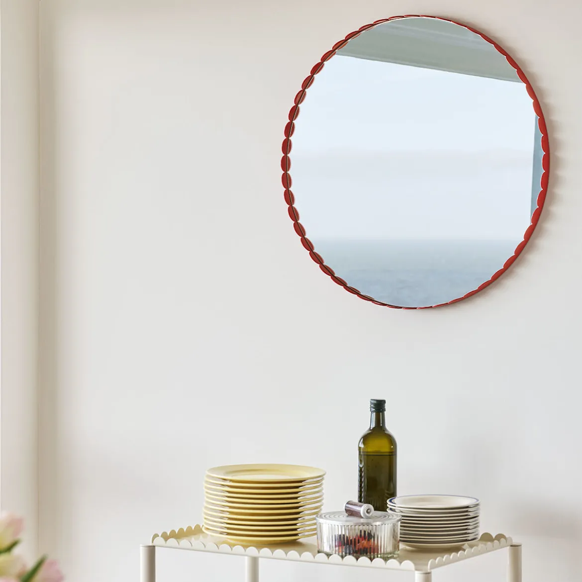 Miroir Arcs Rond - Ø 60 cm - Rouge