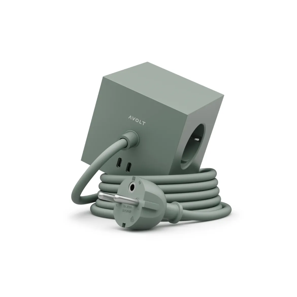 Multiprise square 1 avec USB-C 30W 1,8m - Oak Green