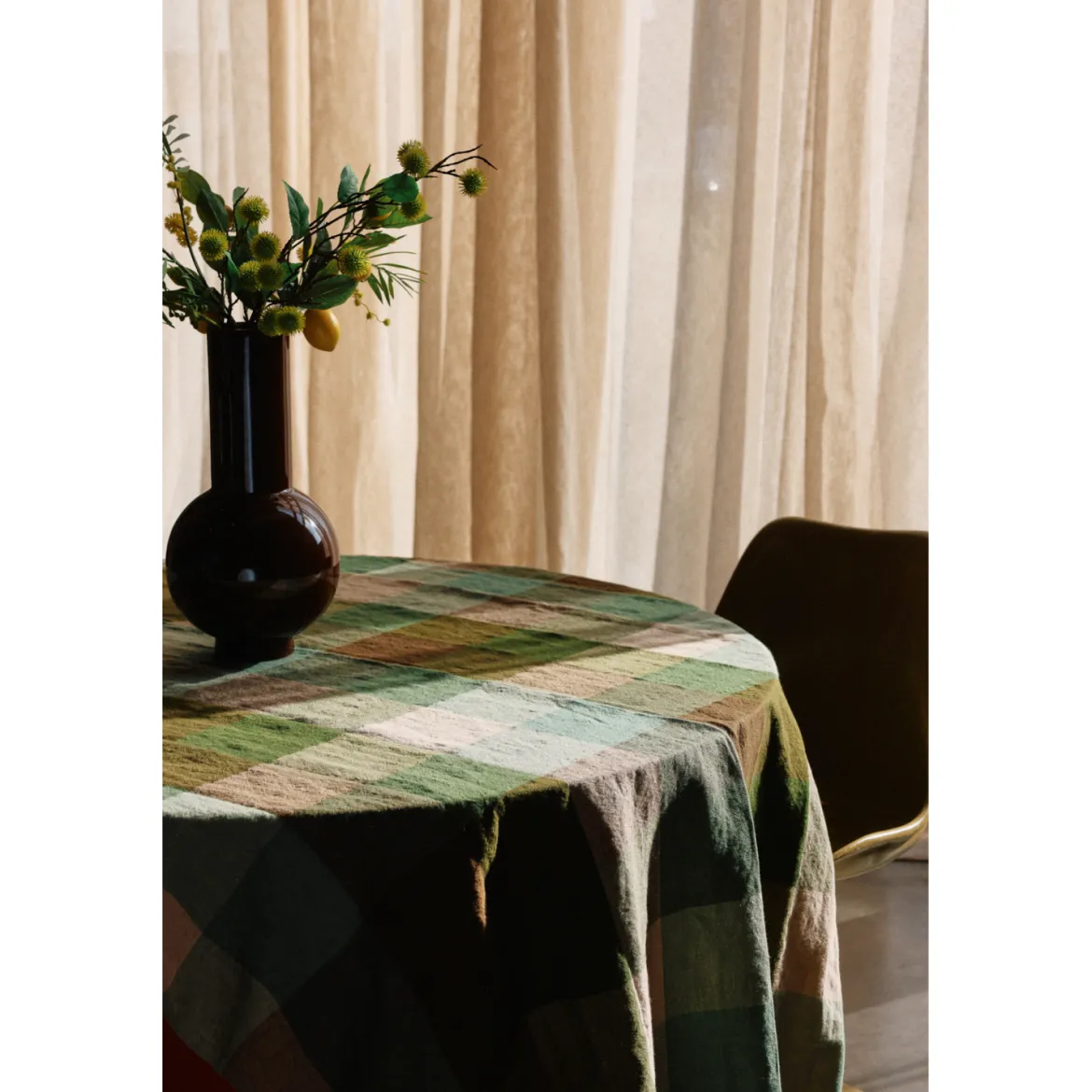Nappe Vida Carreaux - Mint/Olive 140x220 cm