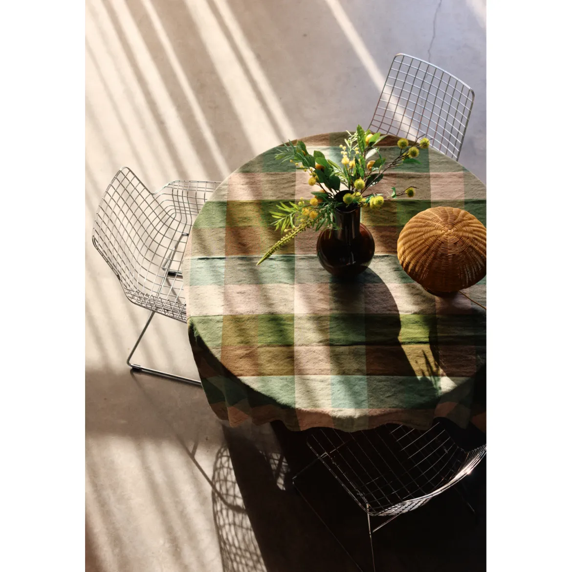 Nappe Vida Carreaux - Mint/Olive 140x220 cm