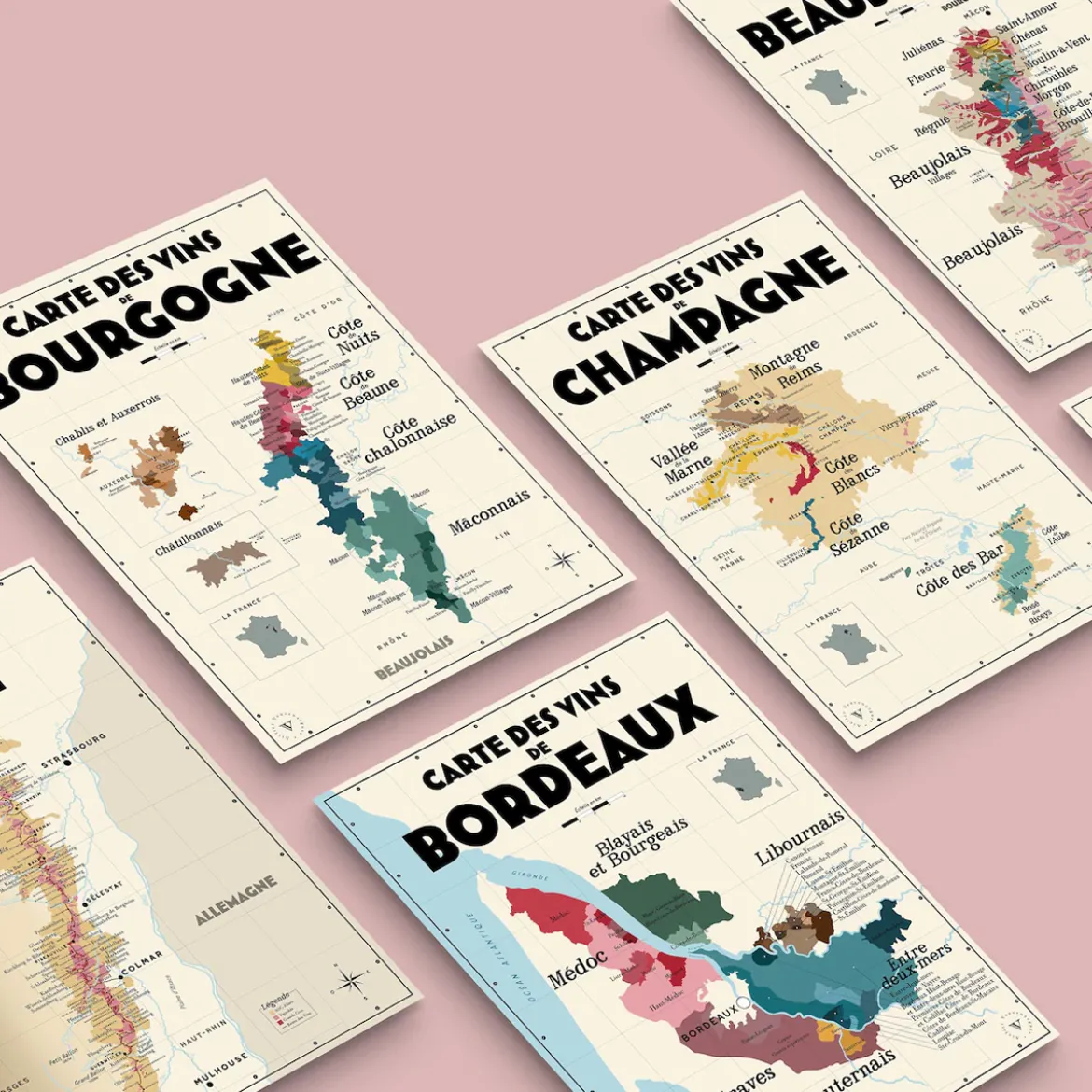 Pack 13 Cartes Postales Les Vins de France - 10 x 15 cm - Ecru