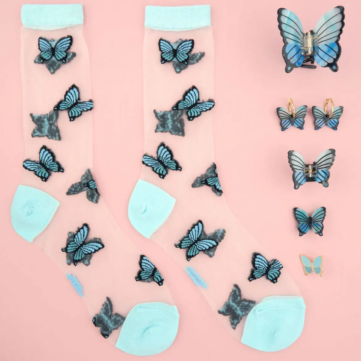 Pince à Cheveux Papillon - Bleu
