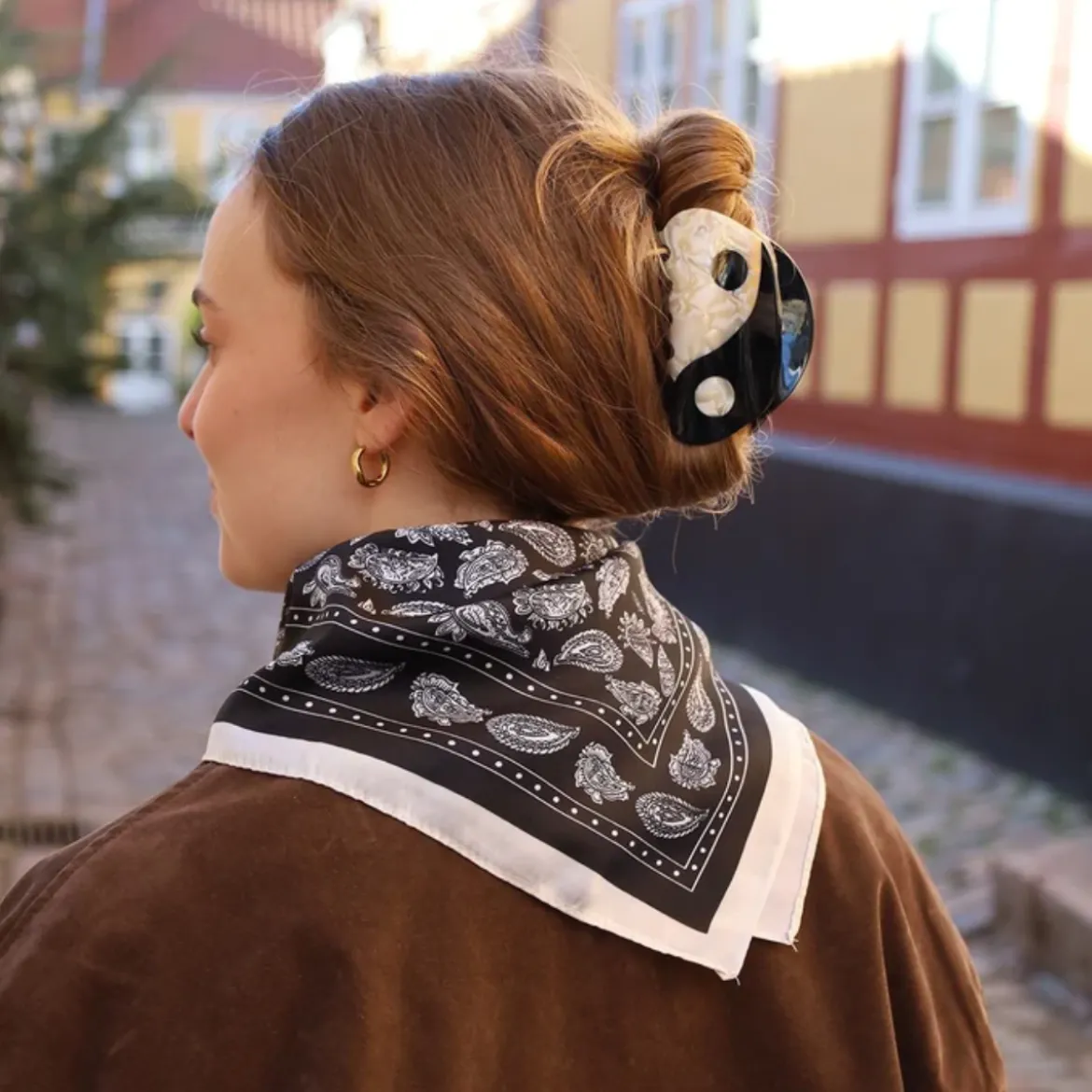 Pince à cheveux Yin Yan L - Noir/Off-White