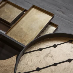 Plateau en verre et feuille d'or Brown Dots - Ø 48 cm