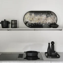 Plateau ovale en verre Black Organic