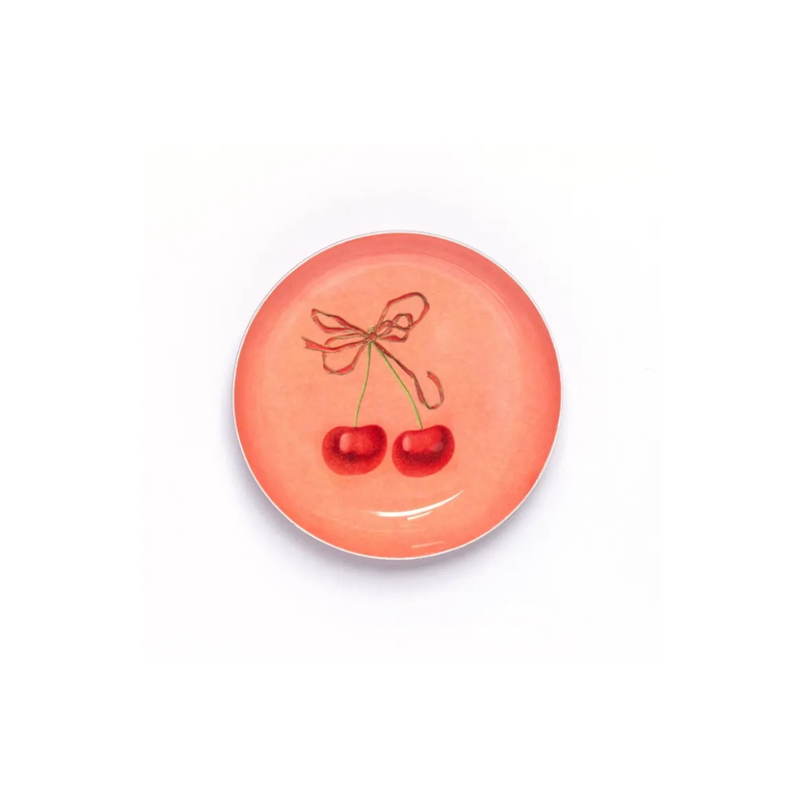 Plateau Rond en Émail - Cerises