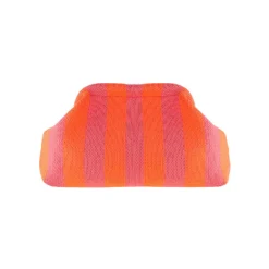 Pochette Alba Rayures - Rose Foncé/Neon Orange