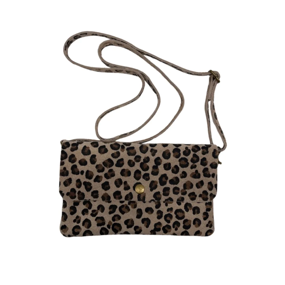 Pochette bandoulière - Cuir Suede Léopard