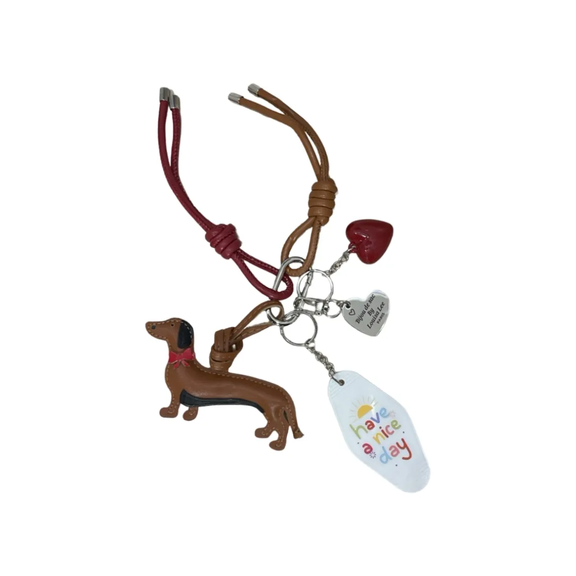 Porte-clés et bijou de sac - Chien et Cœurs