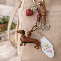 Porte-clés et bijou de sac - Chien et Cœurs