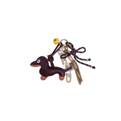 Porte-clés et bijou de sac - Chien et Clochette Brun