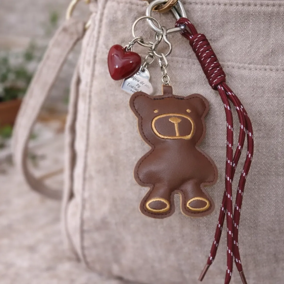 Porte-clés et bijou de sac - Ours Brun Cœur