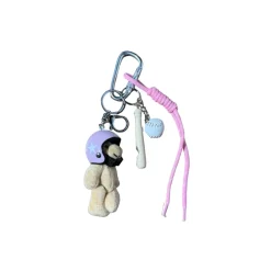 Porte-clés et bijou de sac - Ourson Casque Violet