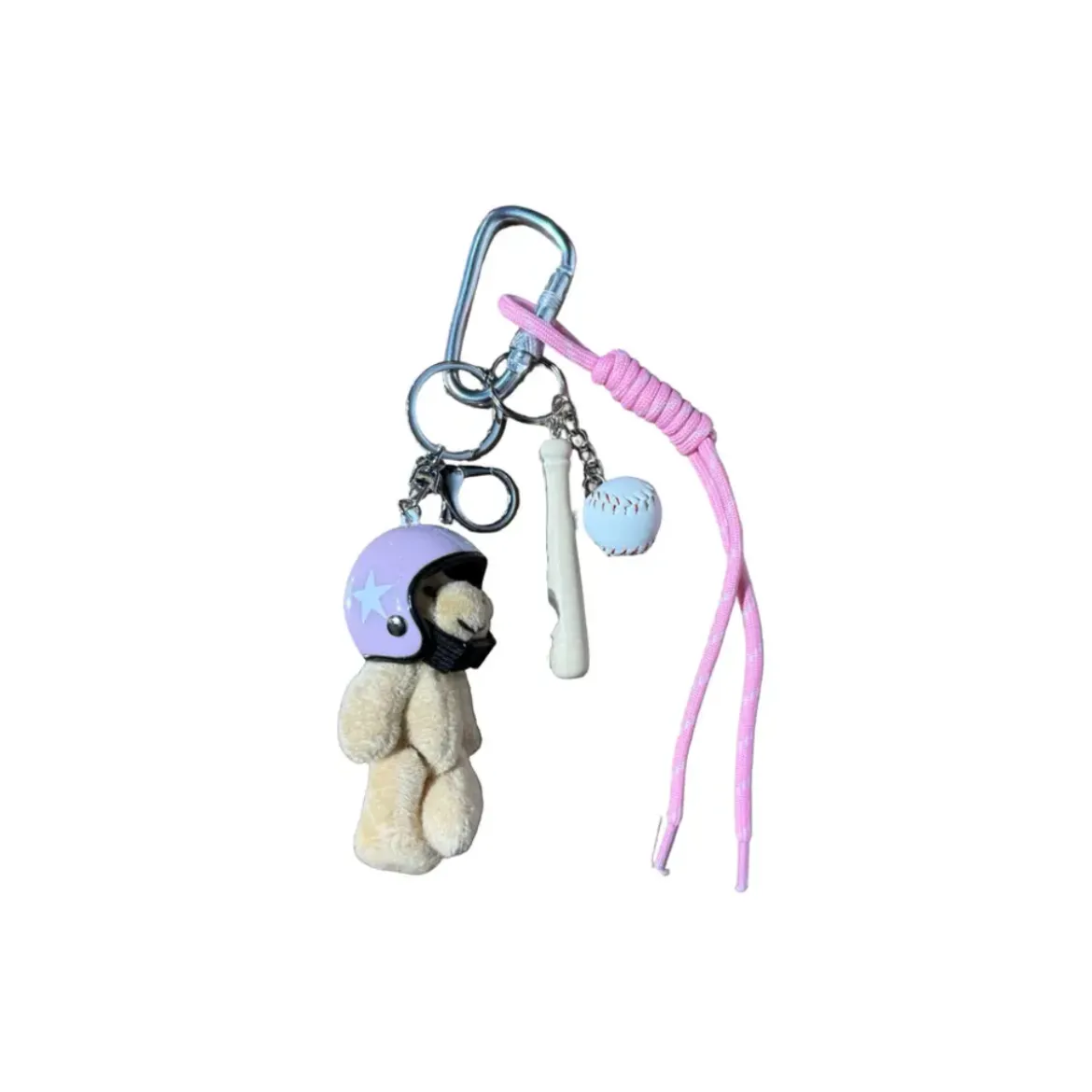 Porte-clés et bijou de sac - Ourson Casque Violet