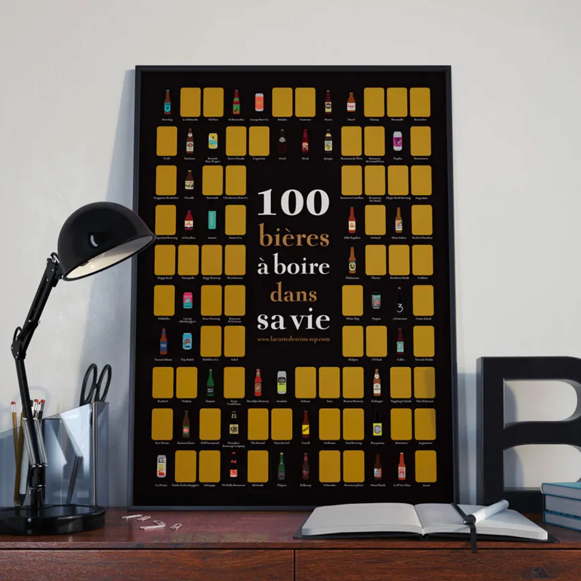 Poster à gratter 100 Bières à Boire dans sa Vie - 50 cm x 70 cm
