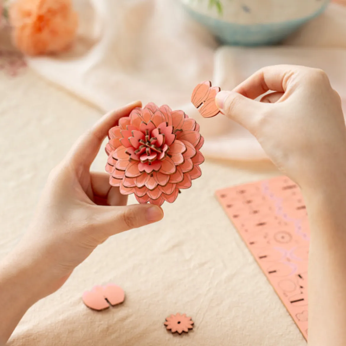 Puzzle 3D - Pink Dahlia