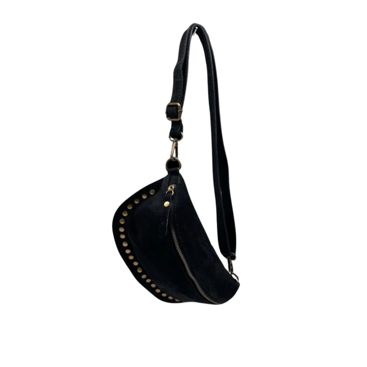 Sac Banane Cuir Suede Dion - Noir