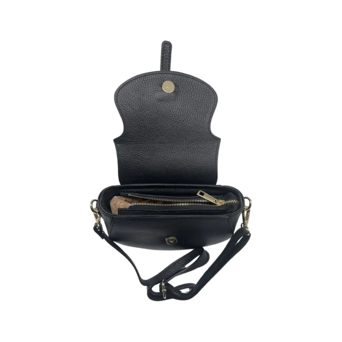 Sac bandoulière - Cuir Grainé Madelena Noir
