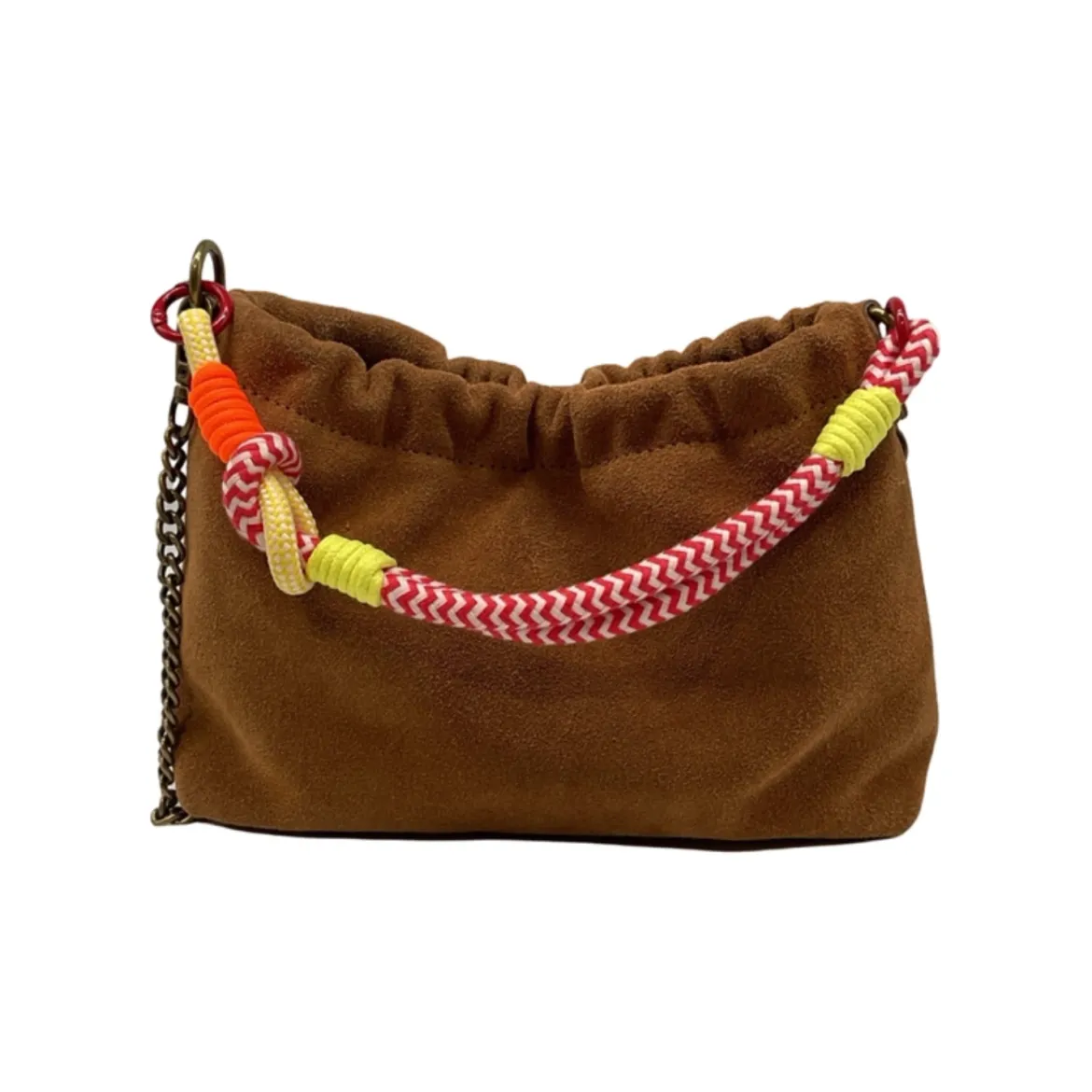 Sac bandoulière - Cuir Suede Plissa Camel