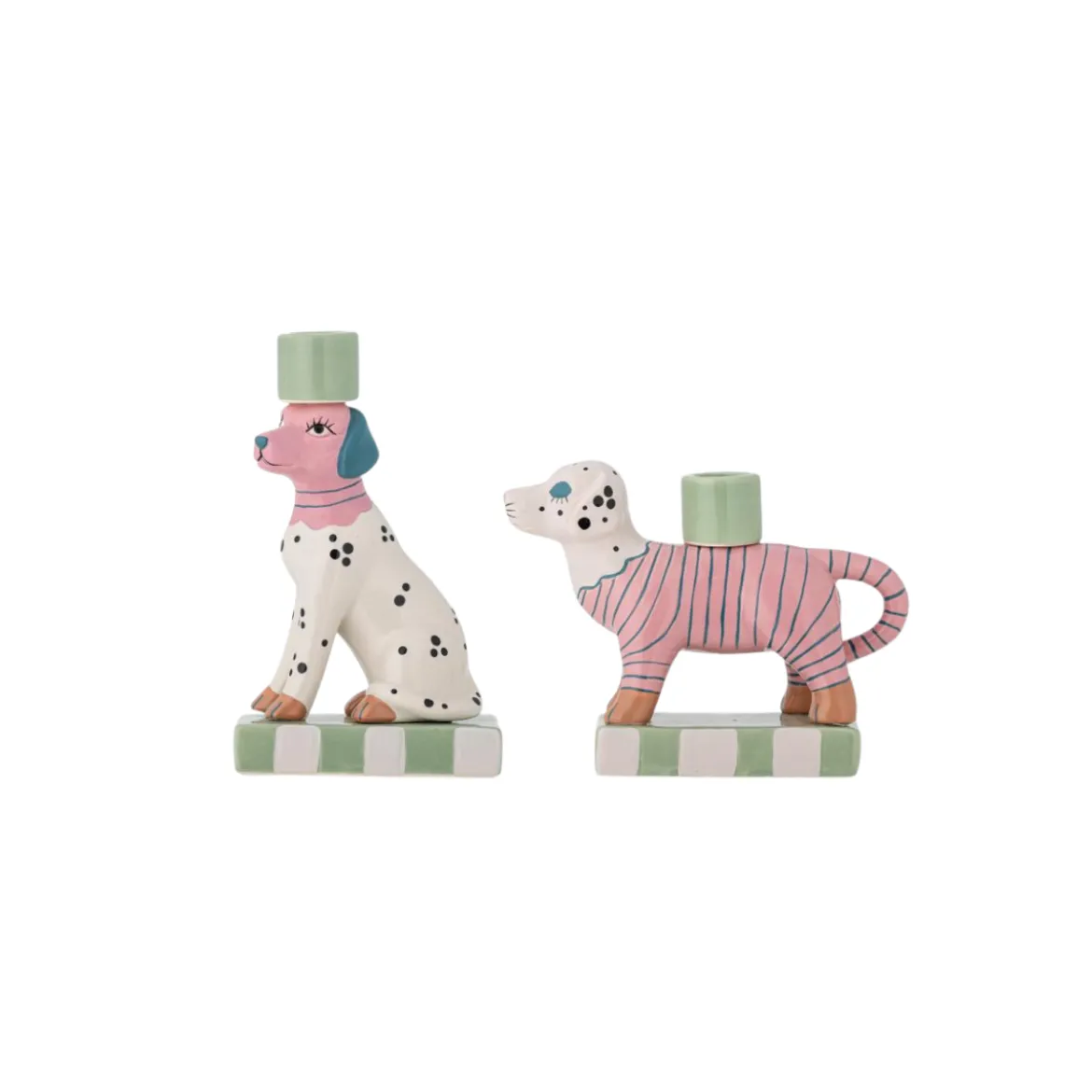 Set de 2 bougeoirs - Doglie Grès Rose