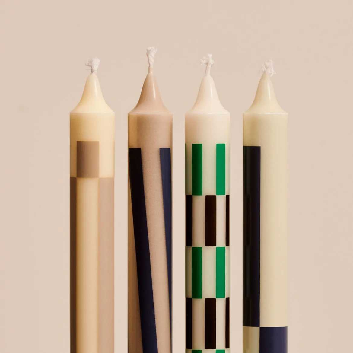 Set de 4 Bougies Pattern - Cream & Dark