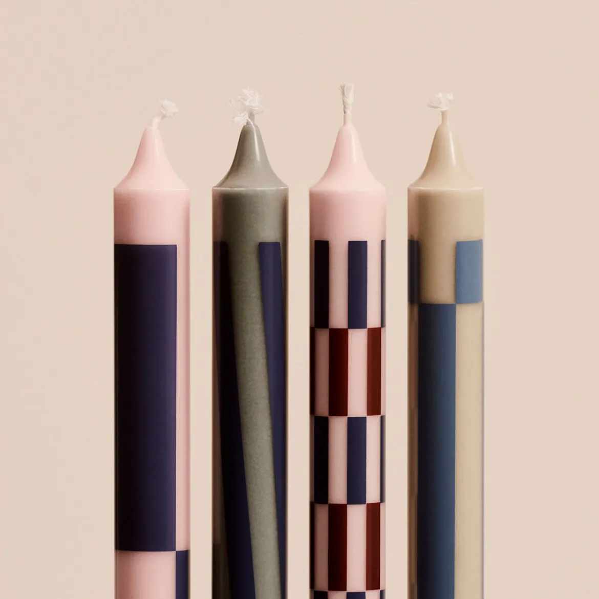 Set de 4 Bougies Pattern - Pink & Blues