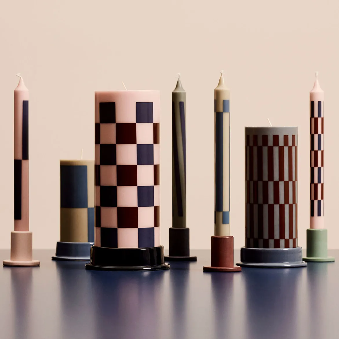 Set de 4 Bougies Pattern - Pink & Blues