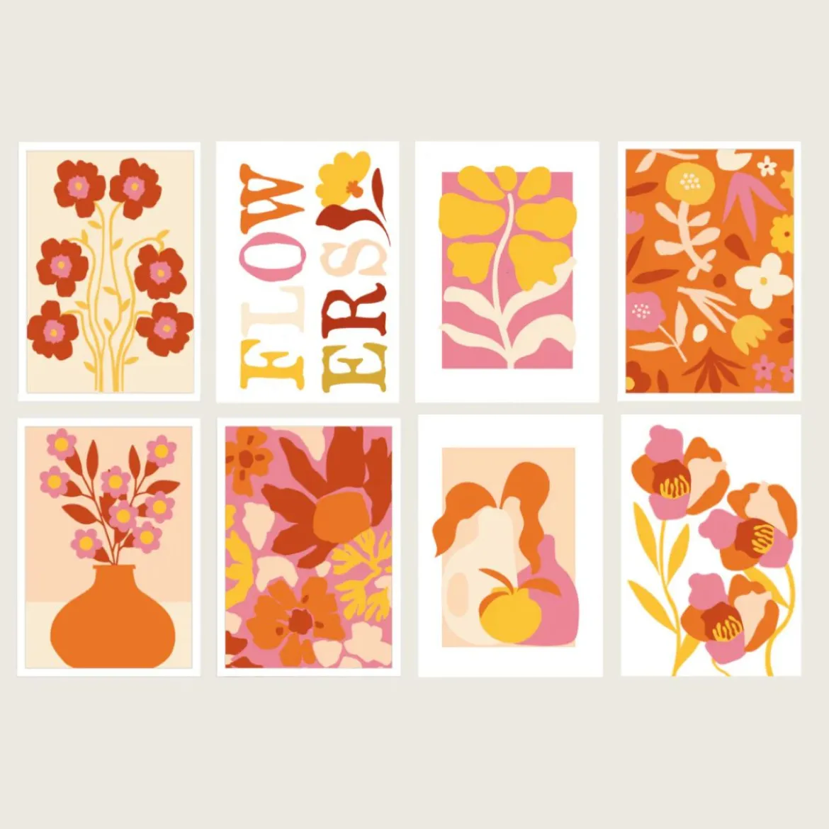 Set de 8 Cartes à peindre par numéro - Palette florale