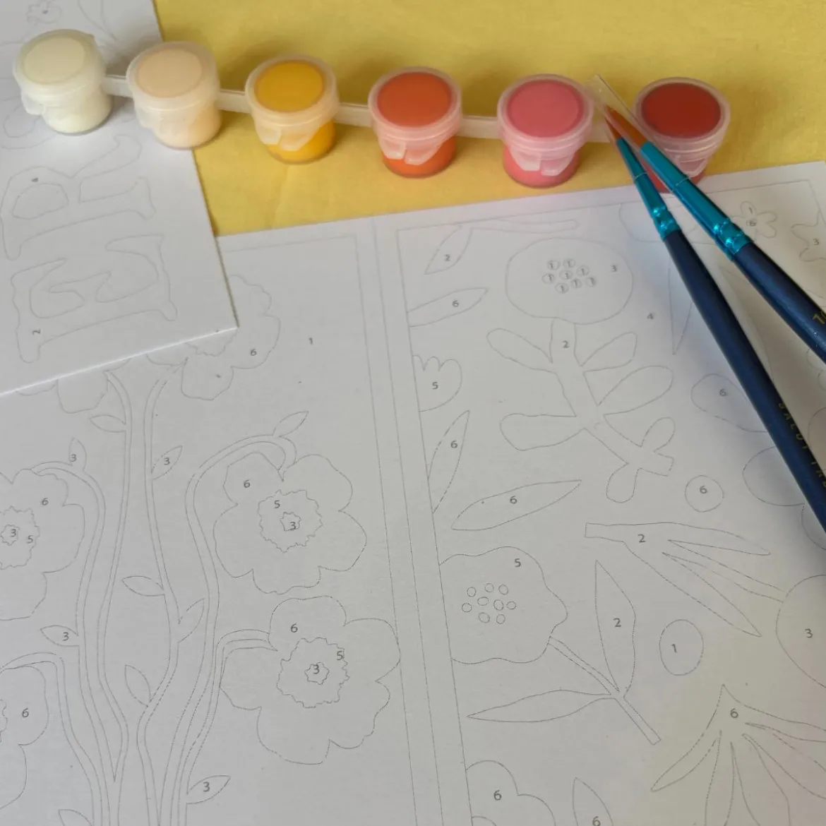 Set de 8 Cartes à peindre par numéro - Palette florale